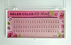 Cílios Tufinho Helen Color 6D Mink 5P 09mm 0.07CC Sem Nó Seda Tufo Postiço Cola Extensão Alongamento