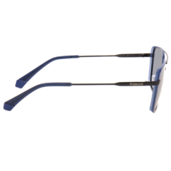 Óculos de Sol Masculino Polaroid Azul/Preto Retangular PLD6115S PJPC3 56