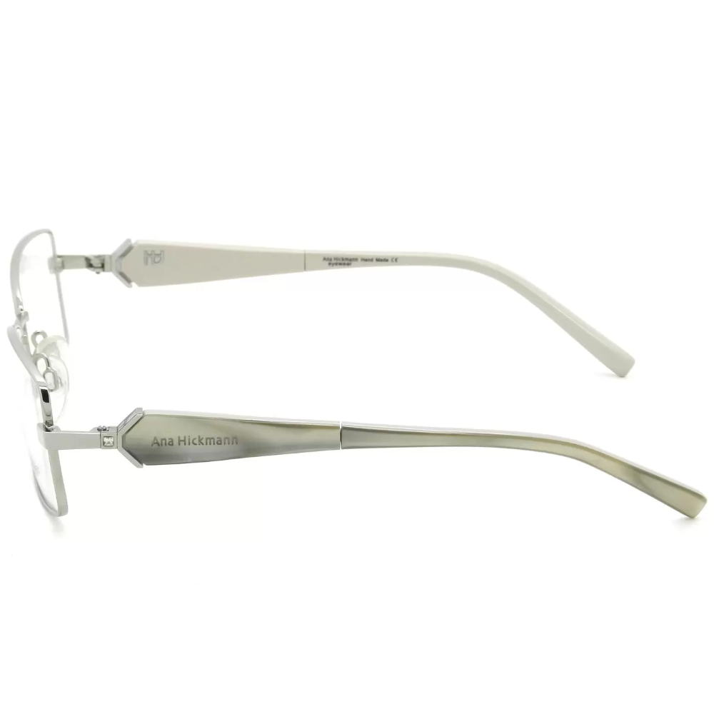 Armação para Óculos Feminino Ana Hickmann Cromado Retangular AH1209 03H 54