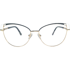 Armação para Óculos Feminino Empório Glasses Dourado/Preto/Branco Clip-On EG4124 C5 56
