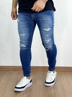 Calça Lav Escura Jeans Super Skinny Destroyed - Booq For Man na internet