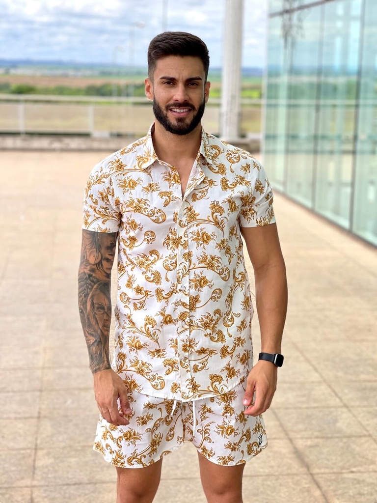 bermuda e camisa mesma estampa