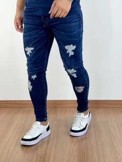 Calça Dark Blue Jeans Super Skinny Destroyed - Creed Jeans na internet
