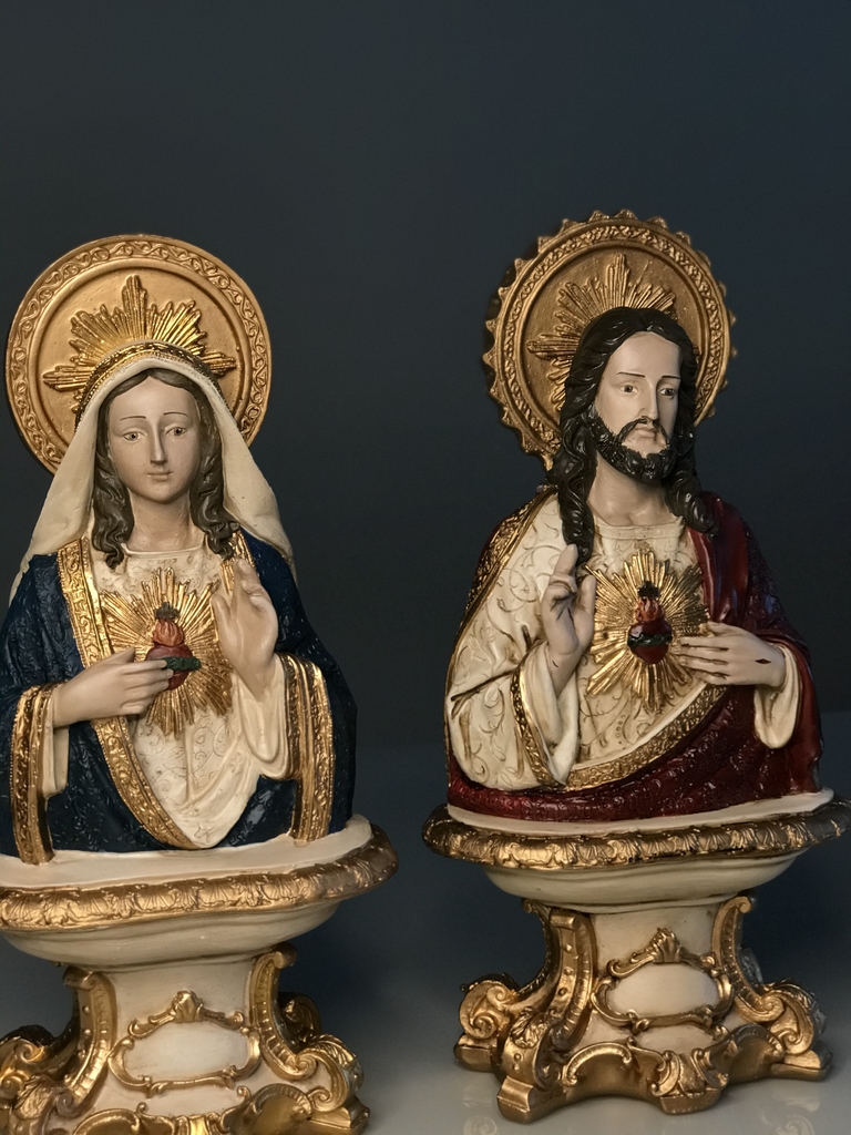 Par de Bustos Sagrado Coração de