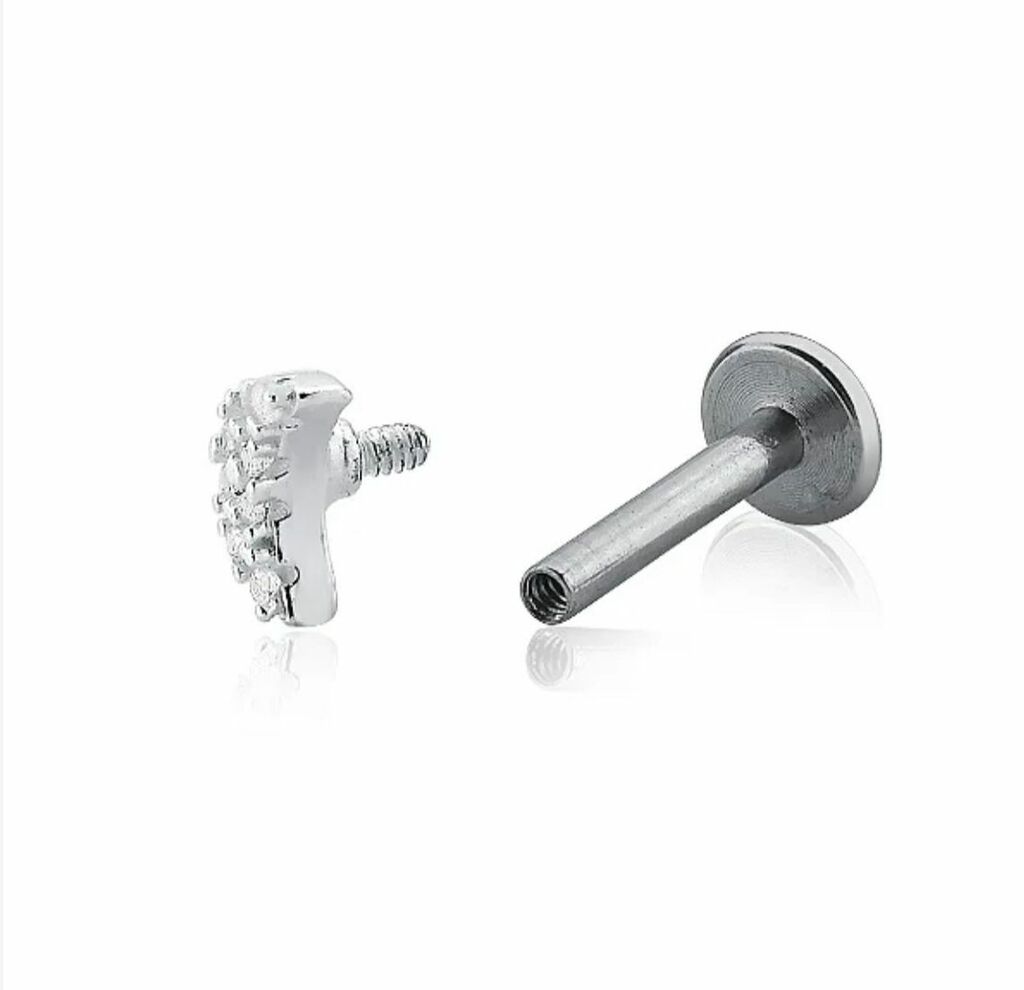 Comprar Piercing de Prata Lua Cravejada Tragus/Hélix - R$69,90 - Joias em  Prata 925