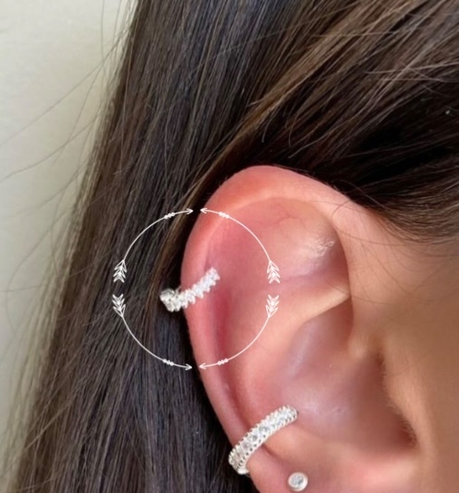 Piercing hélix duplo cravejado - Comprar em Trip Prata