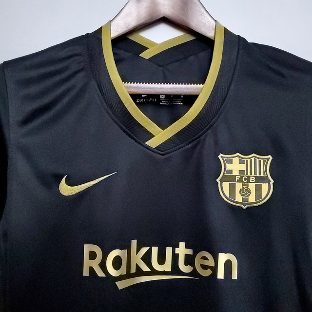 Camisa Barcelona Away 20/21 - Torcedor/Feminino - Preto e Dourado - Nike