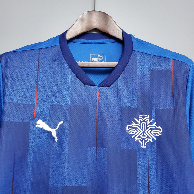 Camisa Islândia Home 20/21 - Torcedor/Masculino - Azul e Branco - Puma