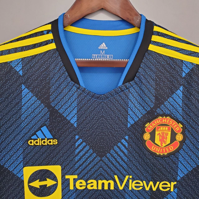 Camisa Manchester United Third 21/22 - Torcedor/Masculino - Azul e Amarelo  - Adidas