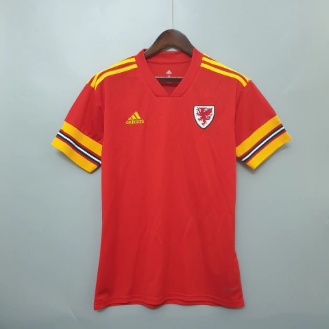 Camisa País de Gales Home 20/21 - Torcedor/Masculino - Vermelho e Amarelo -  Adidas