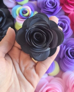 Flor de tecido preta - 1 unidade - KD Apliques