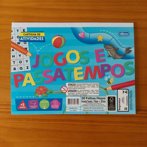 Cartilha de Atividades Jogos e Passatempos Aprender, Brincar e Colorir 8  Folhas