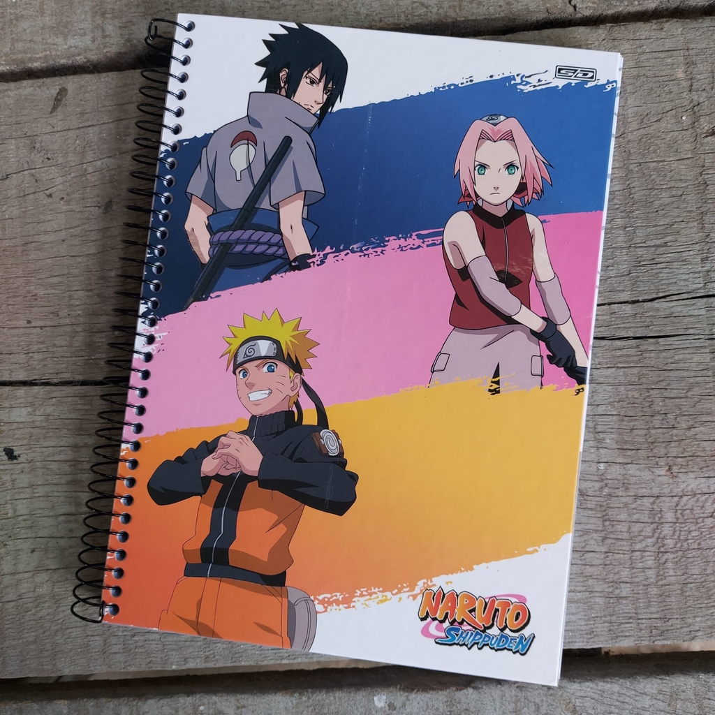 Caderno desenho espiral capa dura 60 folhas Naruto Shippuden São