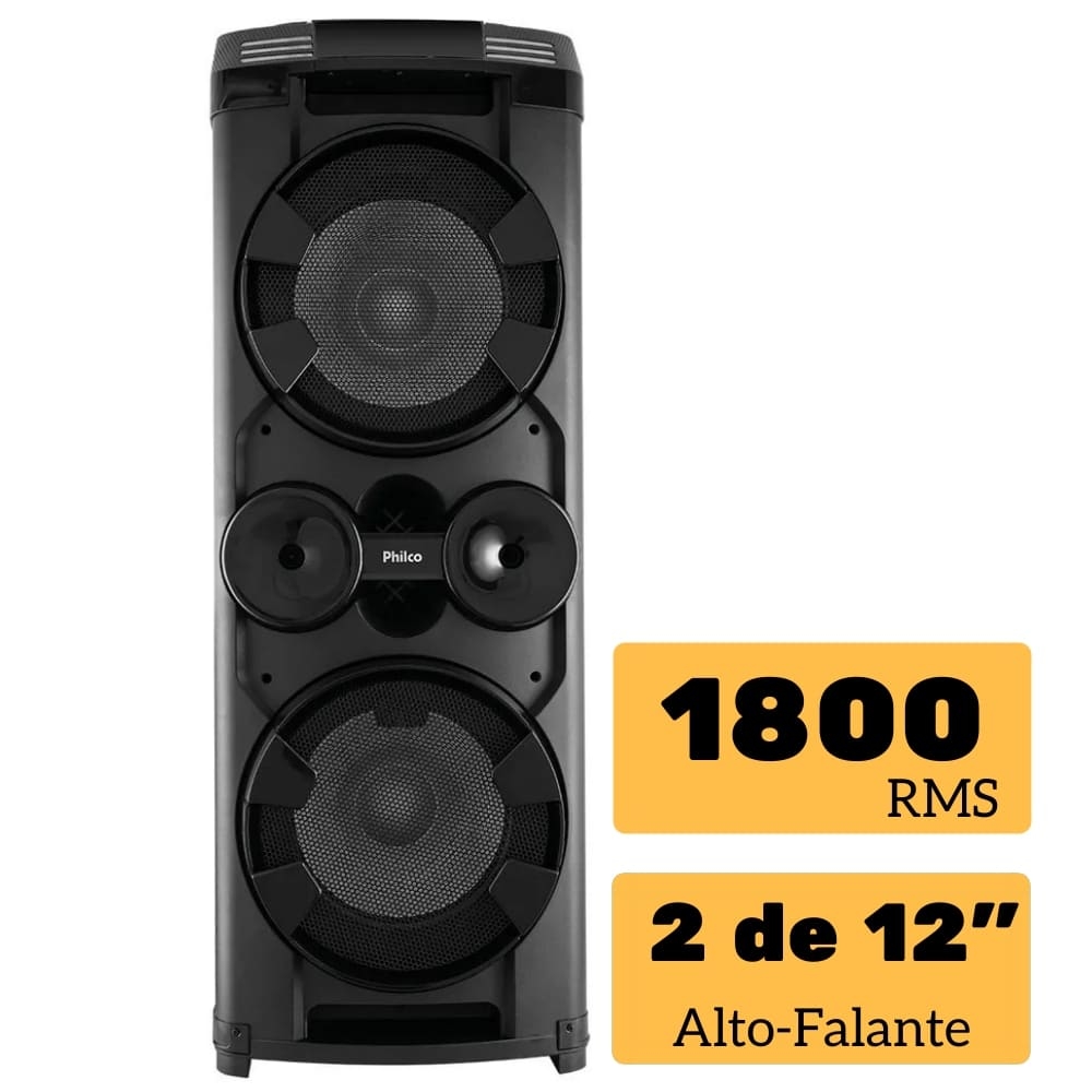 Caixa Amplificada Bluetooth Philco Pcx000 1800w Rms Extra Potente