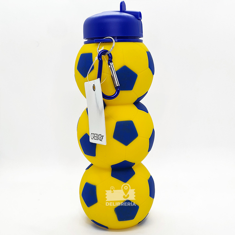 Botella de silicona Cresko 800 ml pelota amarillo y azul