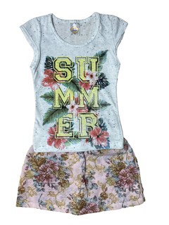 Kit 8 Conjunto de Roupa Infantil Camiseta Short Menina na internet