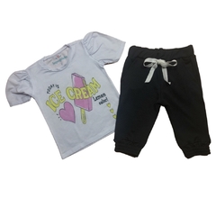 Kit 2 Conjunto Blusa Calça Capri Infantil Juvenil Fashion na internet