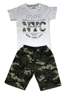 Kit 3 Conjunto Masculino Camiseta e Bermuda Malha Moletom - loja online