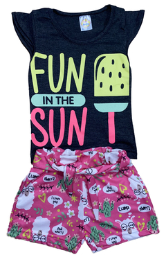 Kit 4 Conjunto de Roupa Infantil Camiseta Short Menina - comprar online