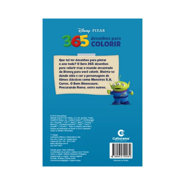 Livro 365 Desenhos Para Colorir Pixar - Disney - Kit de Colorir