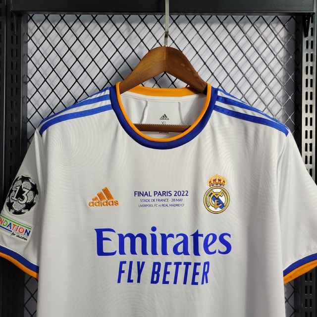 Camisa Real Madrid l 21/22 Versão Jogador Final Da Champions