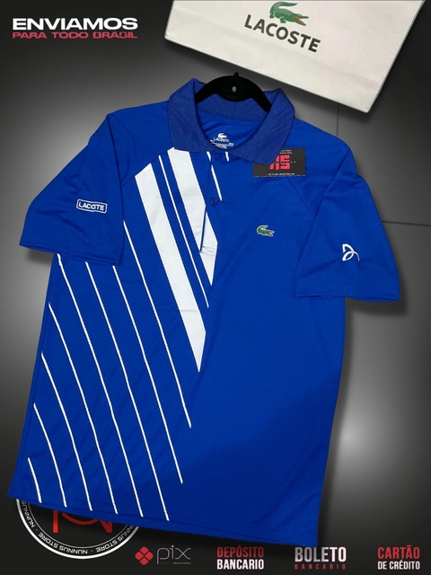 Camiseta Polo Lacoste Sport Masculina Novak Djokovic Azul Royal