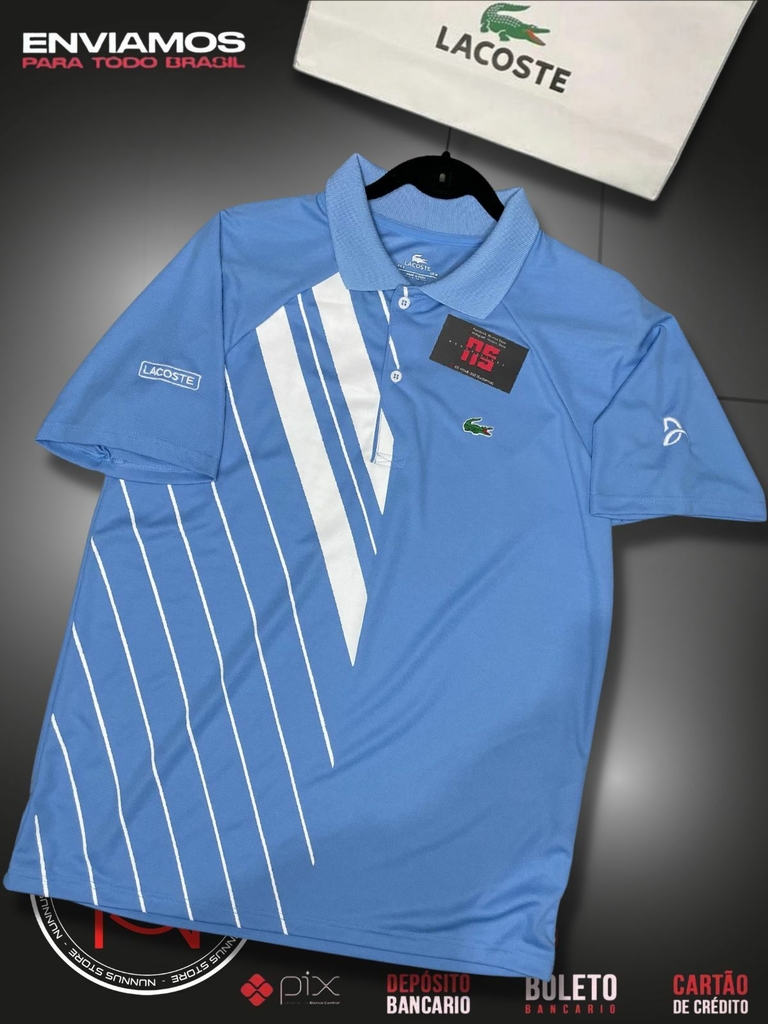 Camiseta Polo Lacoste Sport Masculina Novak Djokovic Azul Bebê