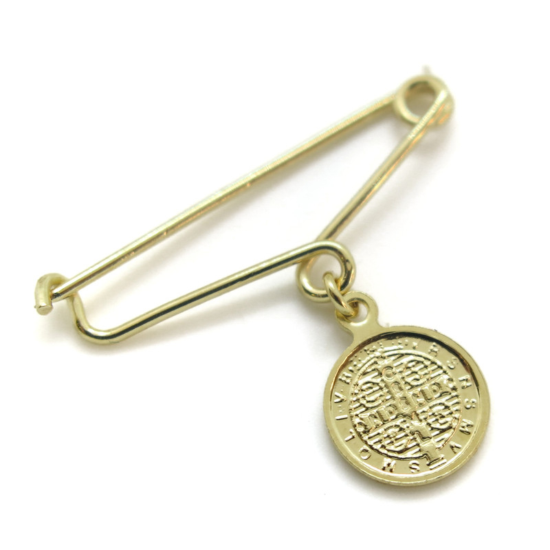 Broche Alfinete Medalha São Bento Banhado à Ouro 18k