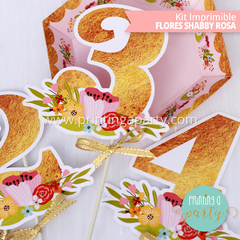 kit imprimible flores shabby rosa candy bar flores cumpleaños flores