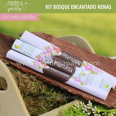 Kit Imprimible Bosque Encantado Nena Tarjeta + Etiquetas Candy Bar - comprar online