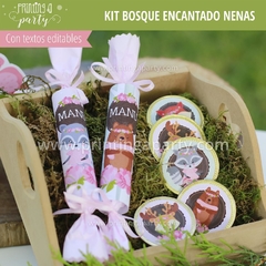 Kit Imprimible Bosque Encantado Nena Tarjeta + Etiquetas Candy Bar - comprar online