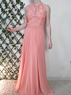 Imagem do Vestido rosé/salmão com paetê e bordado [NOVO] | tam m