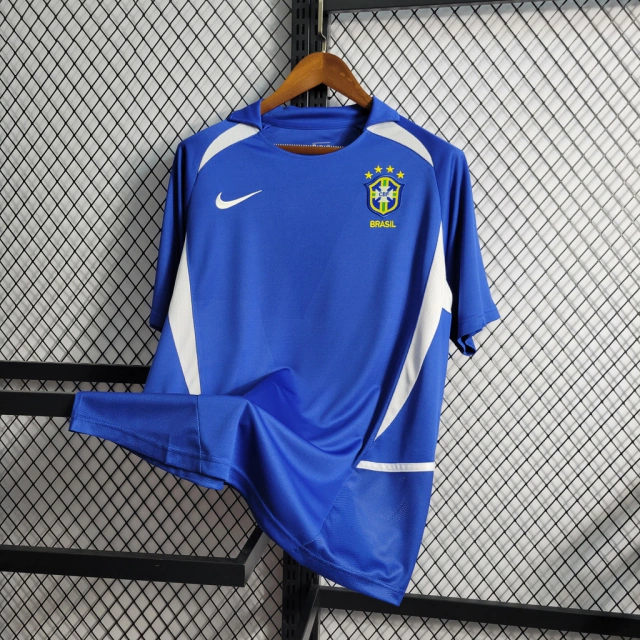 Camisa Retrô Brasil 2002 Away Nike - Azul
