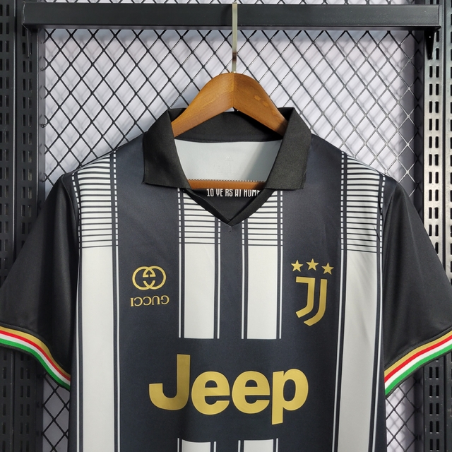 Camisa Juventus Gucci Edition 21/22 s/n° Torcedor Masculina - Preto+Branco