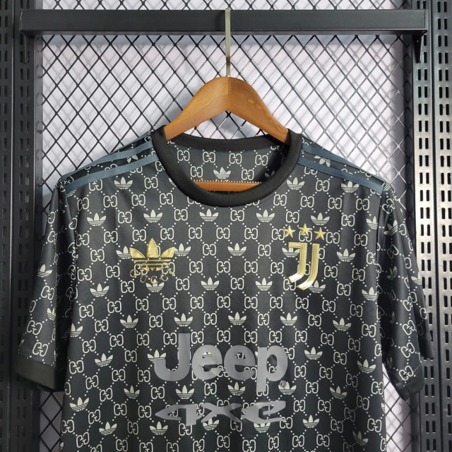 Camisa Juventus Adidas x Gucci Edition 21/22 s/n° Torcedor Masculina -  Preto+Dourado