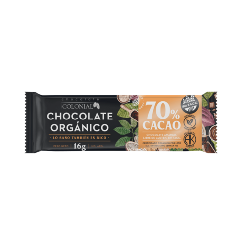 Chocolate orgánico 70% cacao x100gr