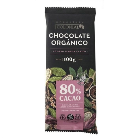 Chocolate orgánico 80% cacao x100gr