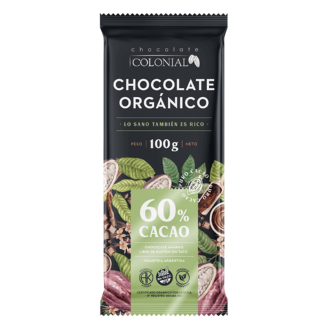 Chocolate orgánico 60% cacao x100gr