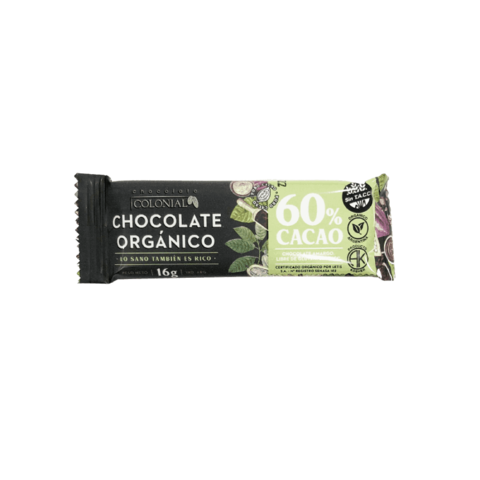 Chocolate orgánico 60% cacao x16gr