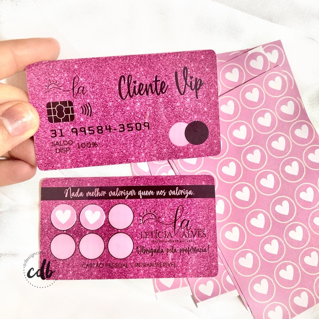 Cartão De Fidelidade Círculos de Letra da Mão com Glitter Girly