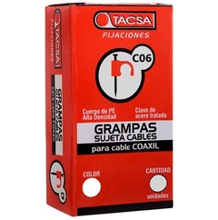 Grampa Clavo Sujeta Cables P/ Cable Coaxil (Color Blanco) - TACSA - comprar online