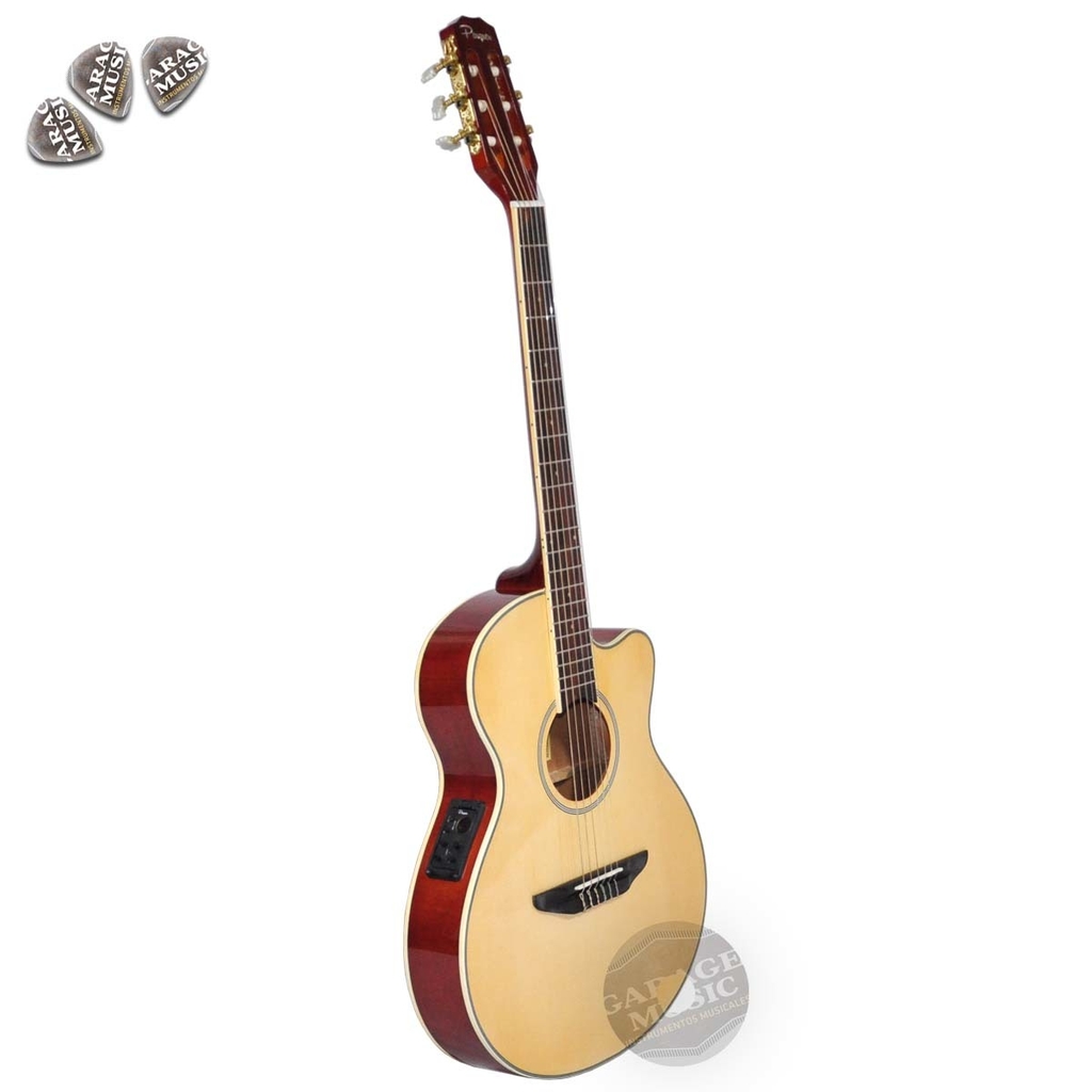 Guitarra Electro Criolla Acústica Media Caja Funda Cd Curso