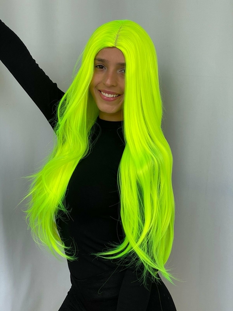 neon green lace front wig