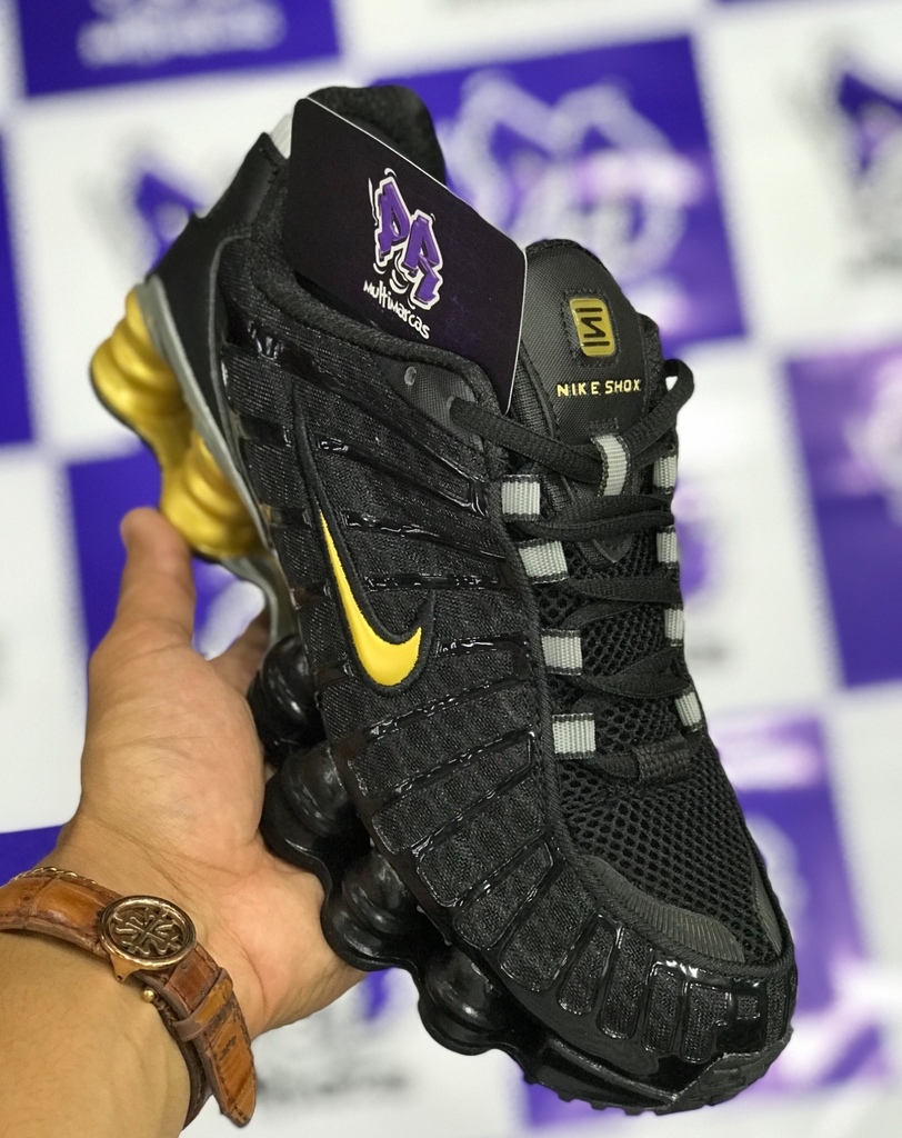 nike shox tl preto e dourado