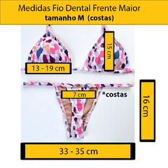 Biquíni Fita Frente Maior Fio Dental Poá Rosa com Bolinhas Pretas na internet
