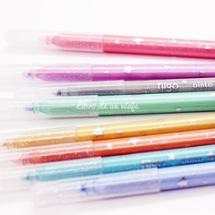 MARCADOR PINTO GLITTER PASTEL X8 FILGO - Librería LyM