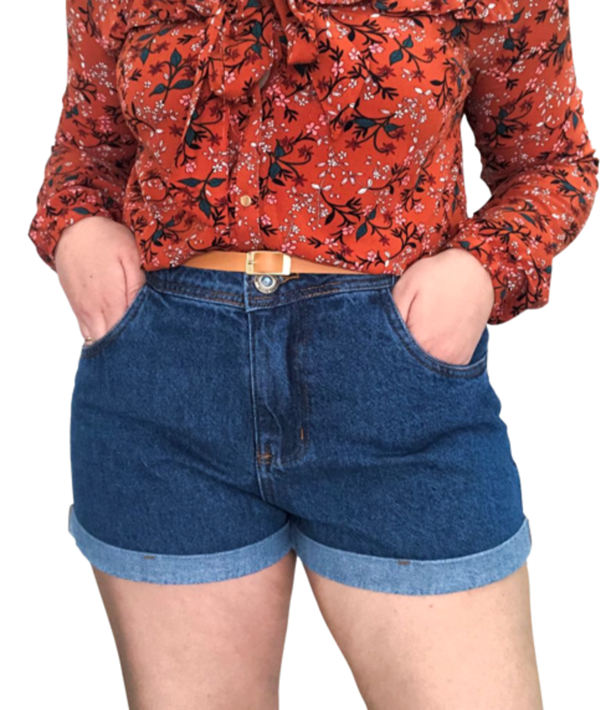 short jeans mom cintura alta