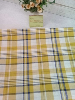 Tecido xadrez amarelo 100% algodão de 1 metro x 1,40 largura