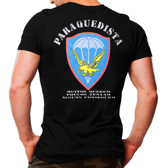 Camiseta Militar Estampada Paraquedista | Preta - Atack