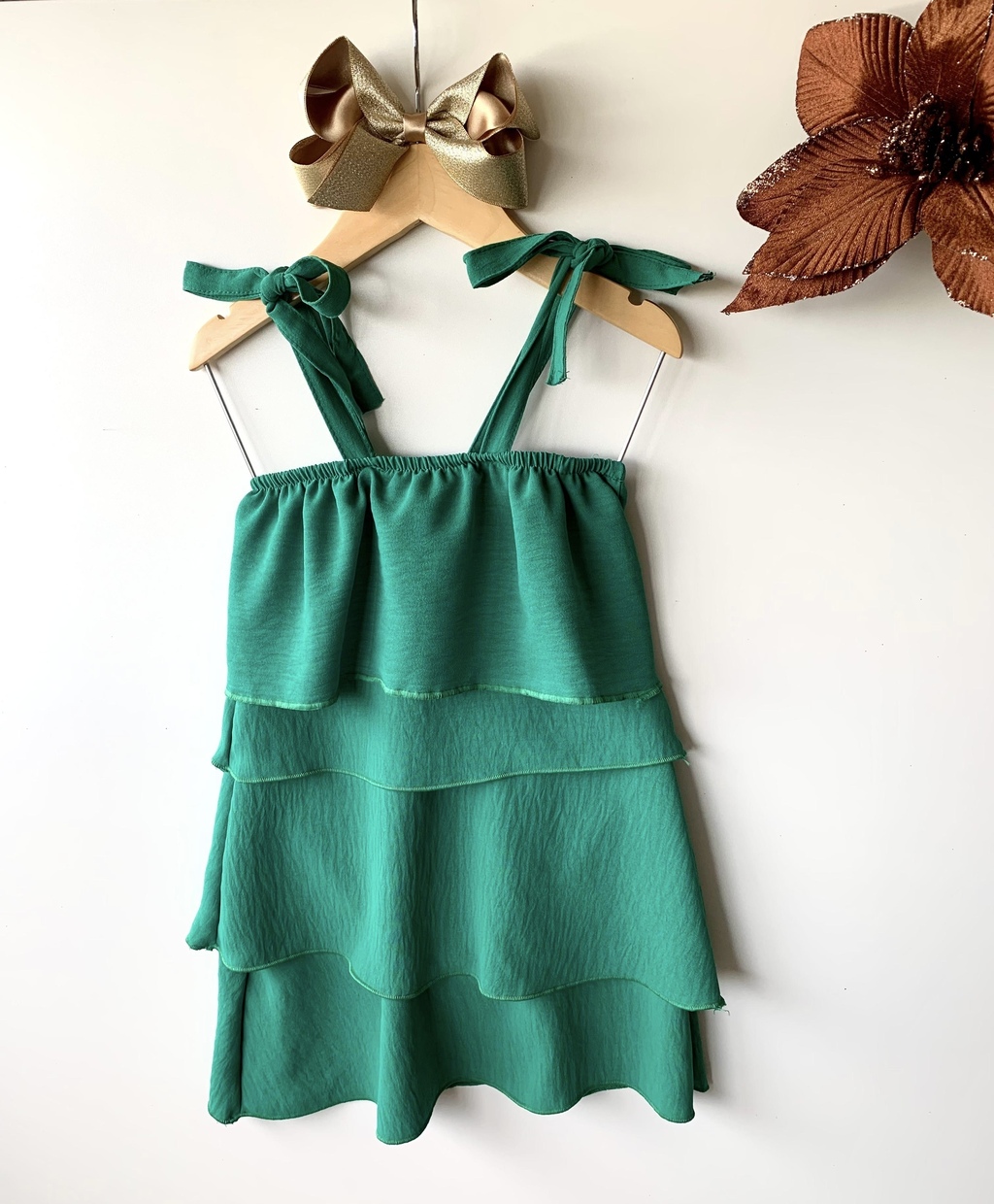 Vestido elastano verde recorte na cintura 12–14 anos - Babylooks